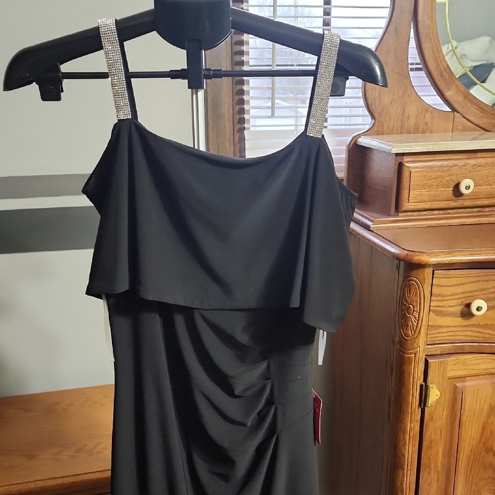 MSK Black Sleeveless Spaghetti Strap Midi Sundress